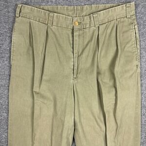 Bills Khakis M1P Pleated Chino Pants Mens 36x27 Khaki Olive 100% Cotton USA Made